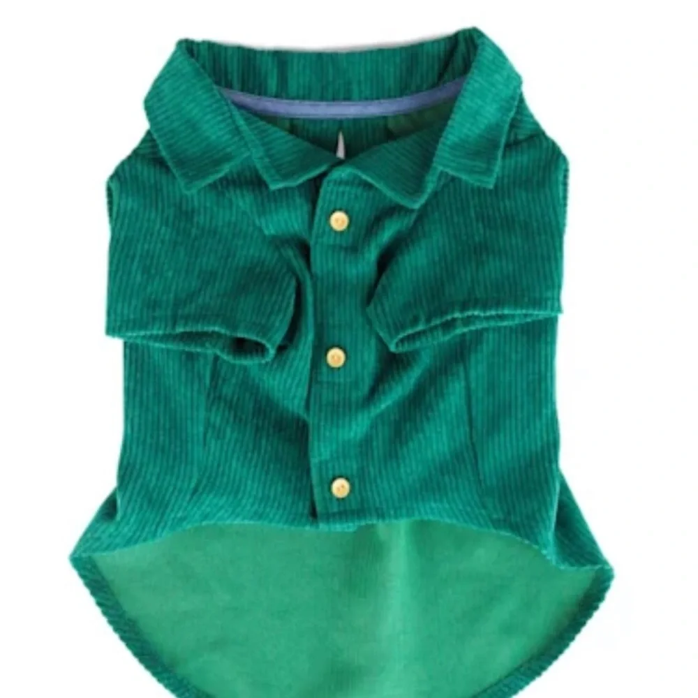 NWT Youly “hipster” corduroy button dog shirt S